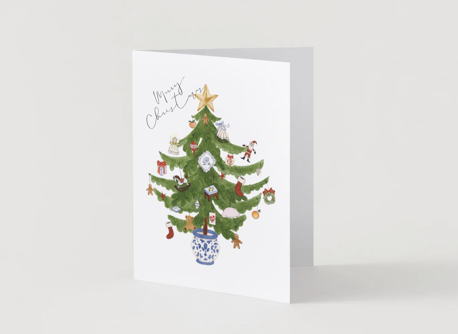 Hand-drawn Christmas tree greeting card, originally drawn by the artist's great-grandmother Helen and redrawn for Bunny & Buckle